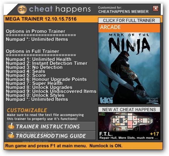 Mark of the Ninja +1 Trainer screenshot