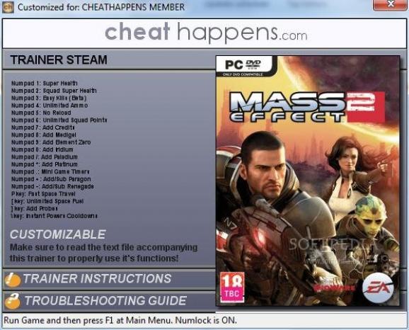 Mass Effect 2 +19 Trainer for Steam screenshot