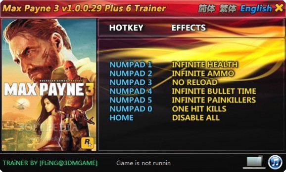 Max Payne 3 +6 Trainer for 1.0.0.29 screenshot
