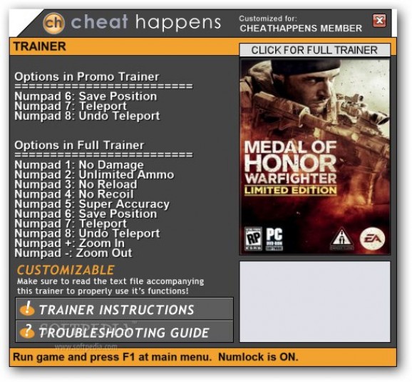 Medal of Honor: Warfighter +3 Trainer screenshot