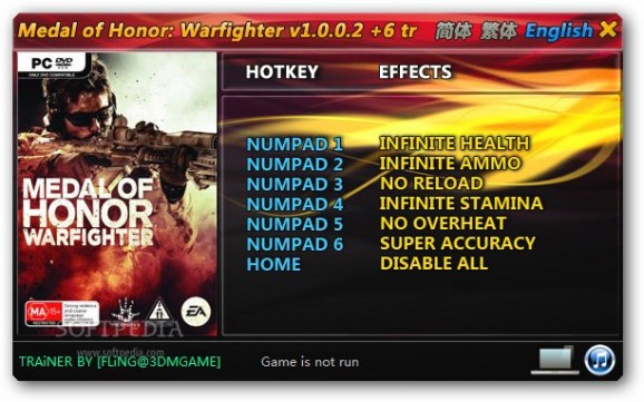 Medal of Honor: Warfighter +6 Trainer for 1.0.0.2 screenshot
