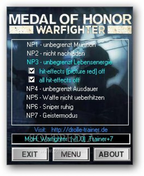 Medal of Honor: Warfighter +7 Trainer for 1.0 screenshot