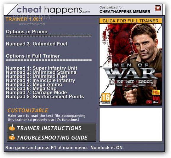 Men of War: Condemned Heroes +1 Trainer screenshot