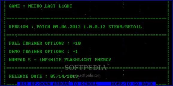 Metro: Last Light +1 Trainer for 1.0.0.12 screenshot
