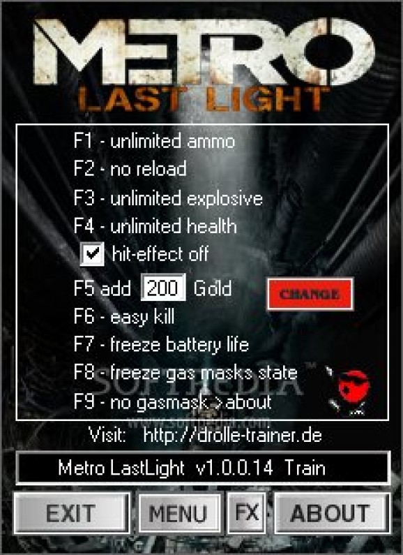 Metro: Last Light +9 Trainer for 1.0014 screenshot