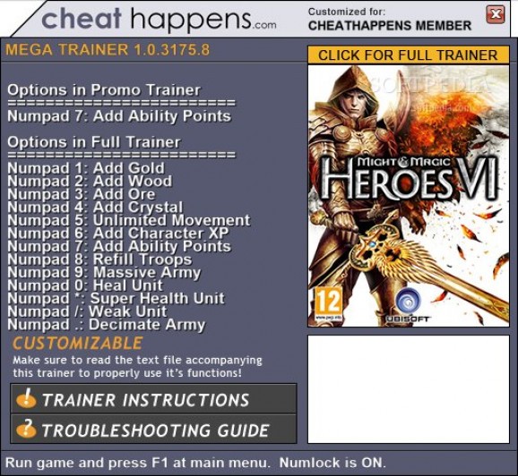 Might and Magic Heroes VI +1 Trainer screenshot