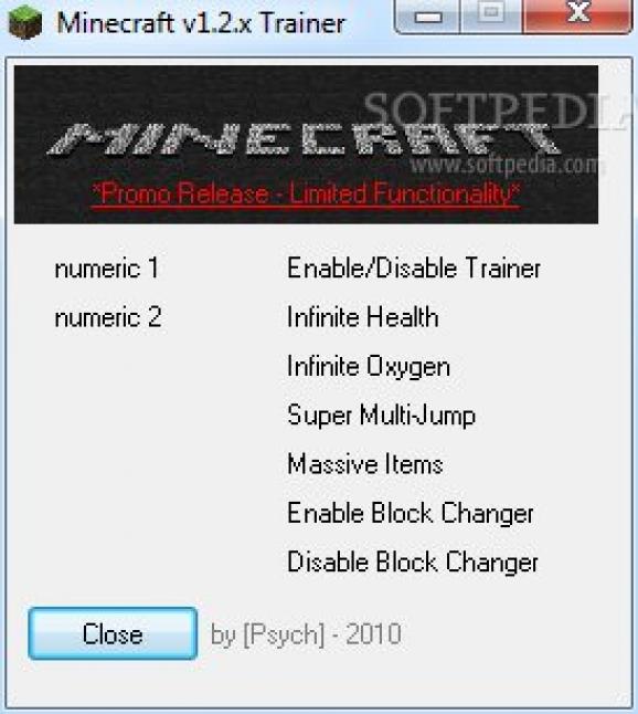 Minecraft +1 Trainer screenshot