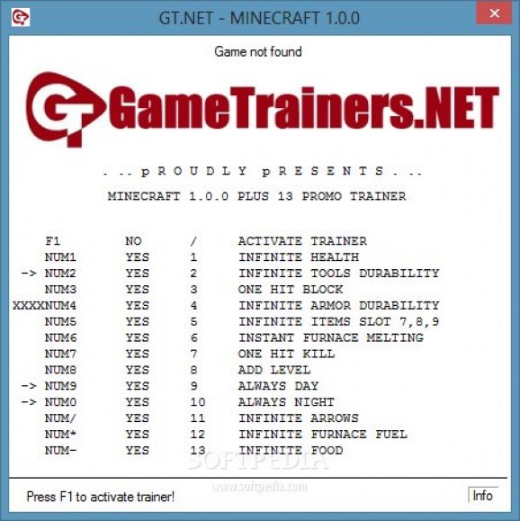 Minecraft +3 Trainer screenshot