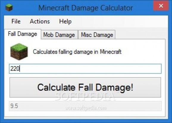 Minecraft Falling Damage Calculator screenshot