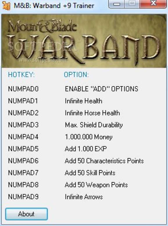 Mount and Blade: Warband +9 Trainer for 1.132 screenshot