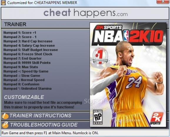 NBA 2K10 +15 Trainer screenshot