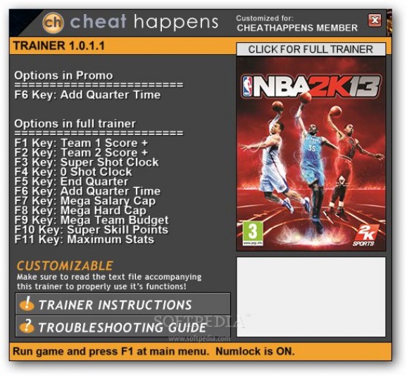 NBA 2K13 +1 Trainer screenshot