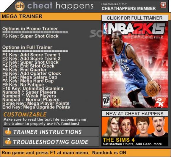 NBA 2K15 +1 Trainer screenshot