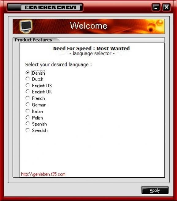 Need for Speed: Most Wanted - Language Selector screenshot