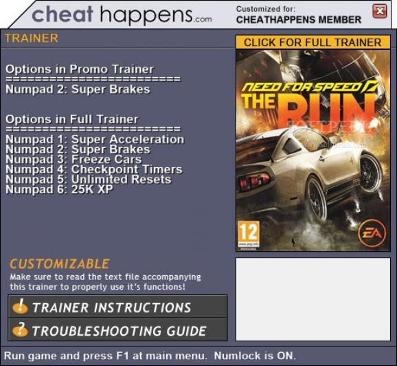Need for Speed: The Run +1 Trainer screenshot