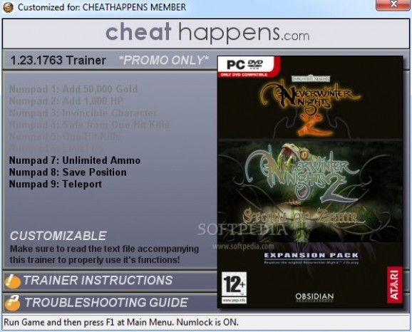 Neverwinter Nights 2 +2 Trainer for 1.23.1763 screenshot