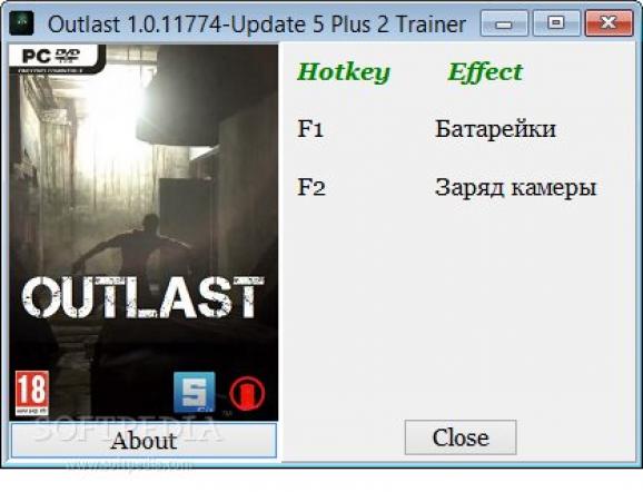 Outlast +2 Trainer for 1.0.1174 screenshot