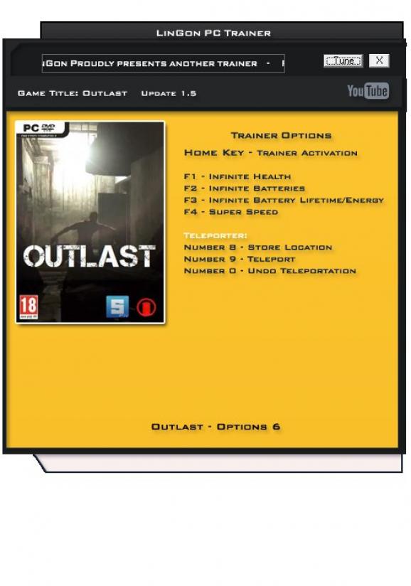 Outlast +6 Trainer for 1.5 screenshot