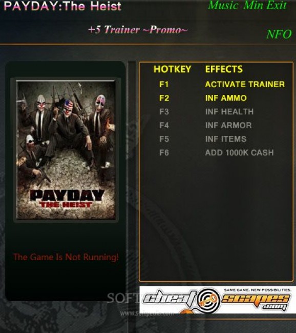 PAYDAY: The Heist +1 Trainer for 08.25.2012 screenshot