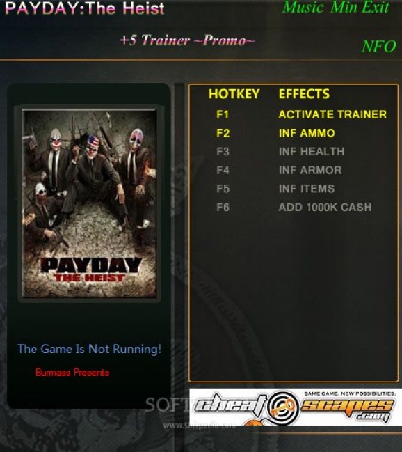 PAYDAY: The Heist +1 Trainer for 12.22.2012 screenshot