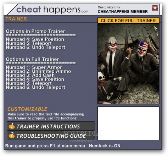 PAYDAY: The Heist +3 Trainer for v08.22.2012 screenshot