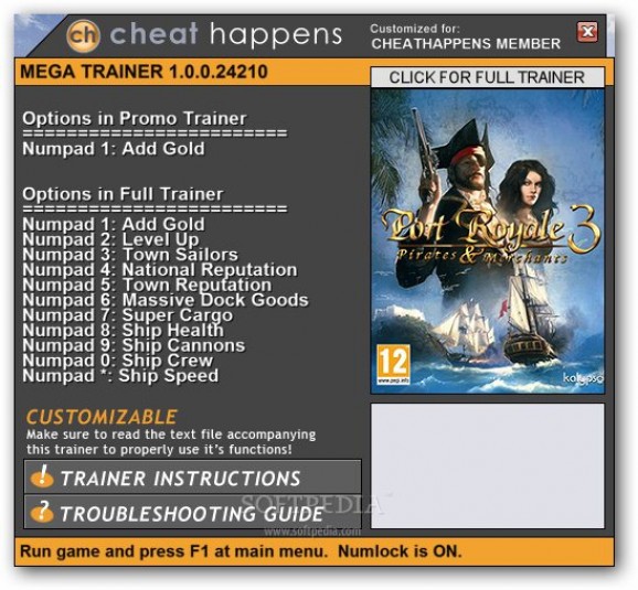 Port Royale 3: Pirates and Merchants +11 Trainer for v1.0.0.24210 screenshot