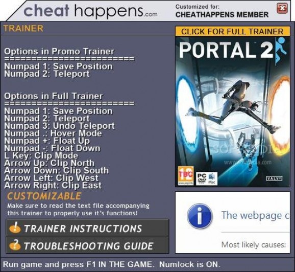 Portal 2 +2 Trainer screenshot