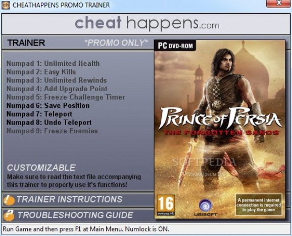 Prince of Persia: The Forgotten Sands +1 Trainer screenshot