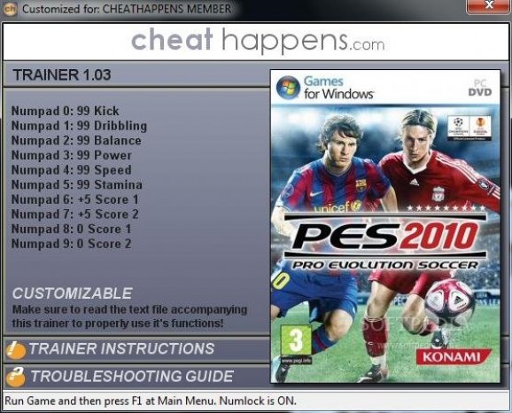 Pro Evolution Soccer 2010 +10 Trainer for 1.03 screenshot