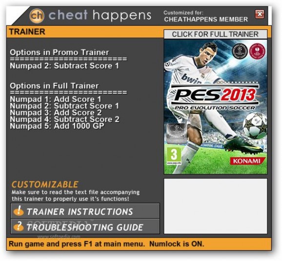 Pro Evolution Soccer 2013 +1 Trainer screenshot