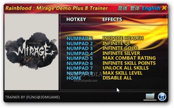 Rainblood: Mirage +8 Trainer for Demo screenshot