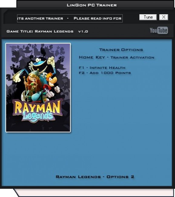 Rayman Legends +2 Trainer for 1.0 screenshot
