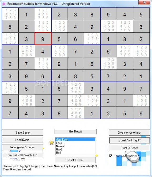 Readmesoft Sudoku Demo screenshot