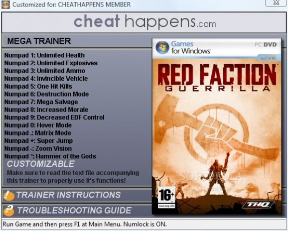 Red Faction: Guerrilla +14 Trainer screenshot
