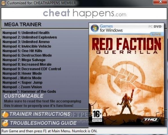 Red Faction: Guerrilla +14 Trainer Patch 1 screenshot