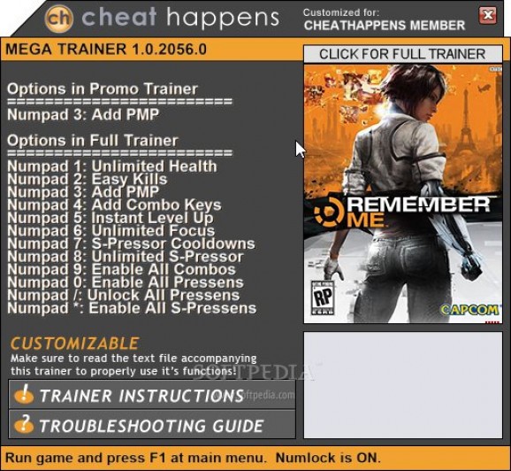 Remember Me +1 Trainer screenshot