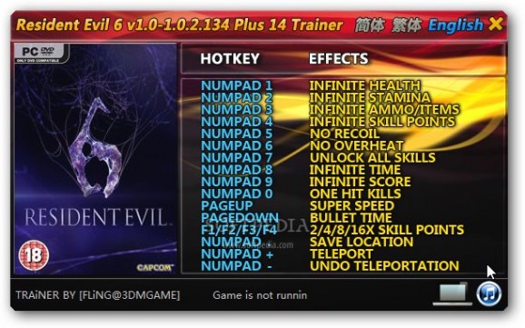 Resident Evil 6 +14 Trainer for 1.02 screenshot