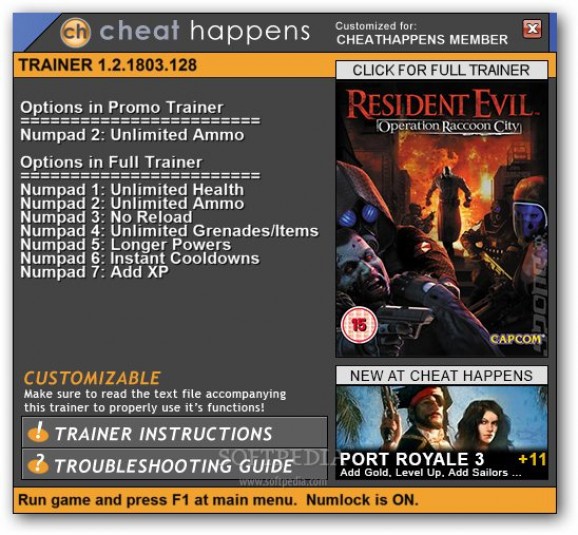 Resident Evil: Operation Raccoon City +7 Trainer for v1.2.1803.128 screenshot