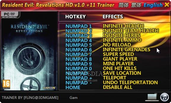 Resident Evil: Revelations +11 Trainer for 1.0 screenshot