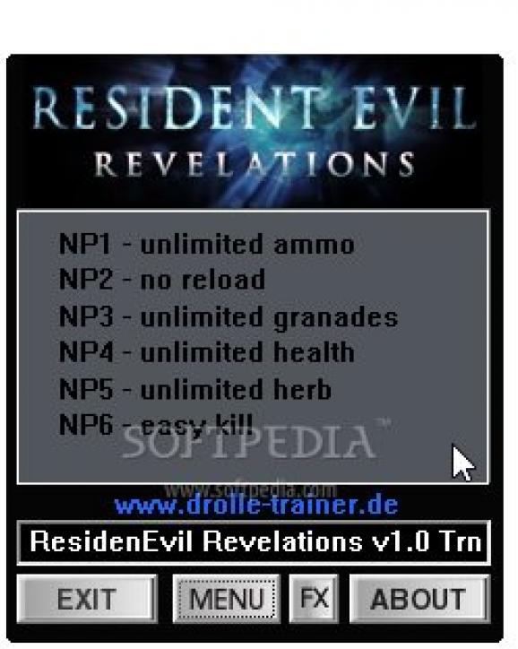 Resident Evil: Revelations +6 Trainer for 1.0 screenshot
