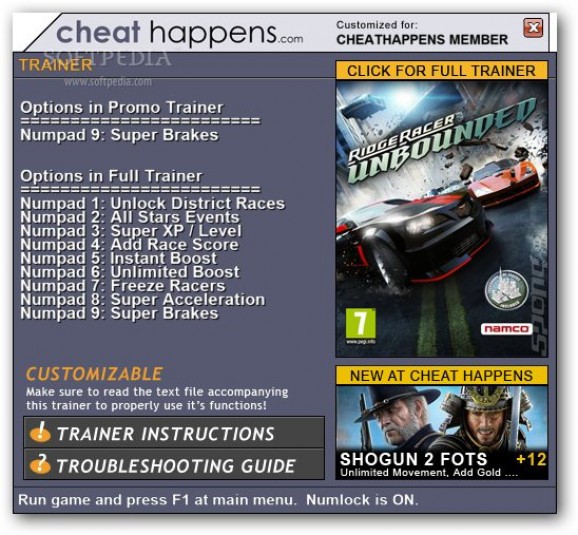 Ridge Racer Unbounded +1 Trainer screenshot