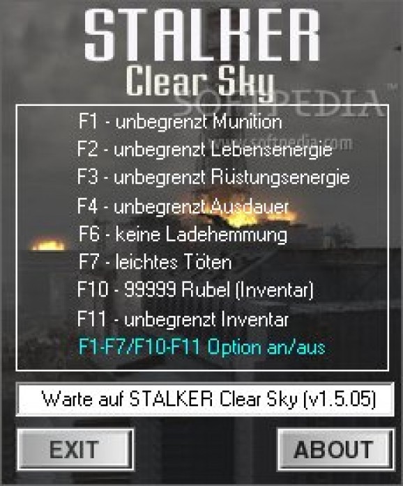 S.T.A.L.K.E.R.: Clear Sky +8 Trainer for 1.5.05 screenshot