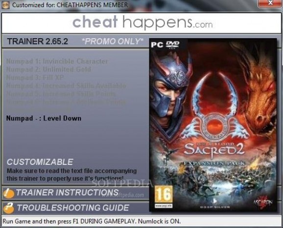 Sacred 2: Fallen Angel Ice and Blood +1 Trainer for 2.65.2 screenshot