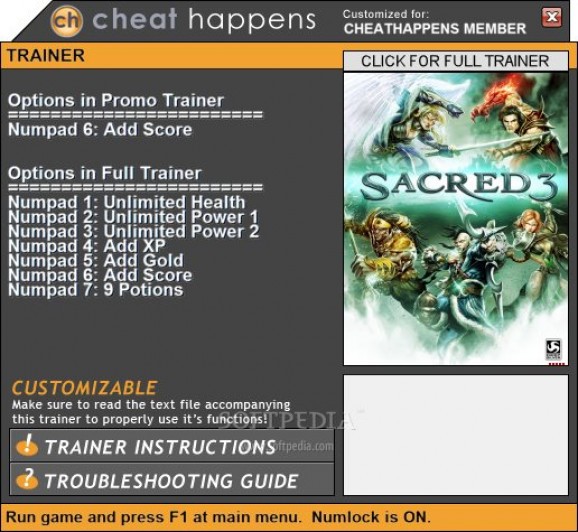 Sacred 3 +1 Trainer screenshot