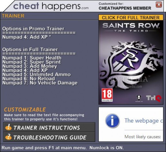 Saints Row: The Third +1 Trainer screenshot