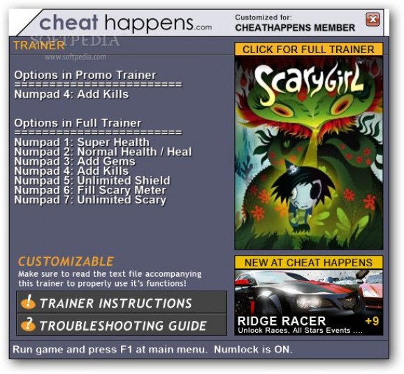 Scarygirl +1 Trainer screenshot