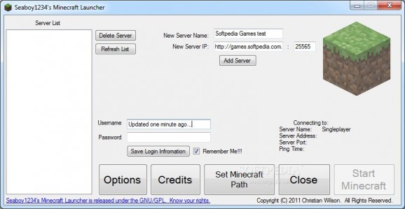 Seaboy1234's Minecraft Launcher screenshot