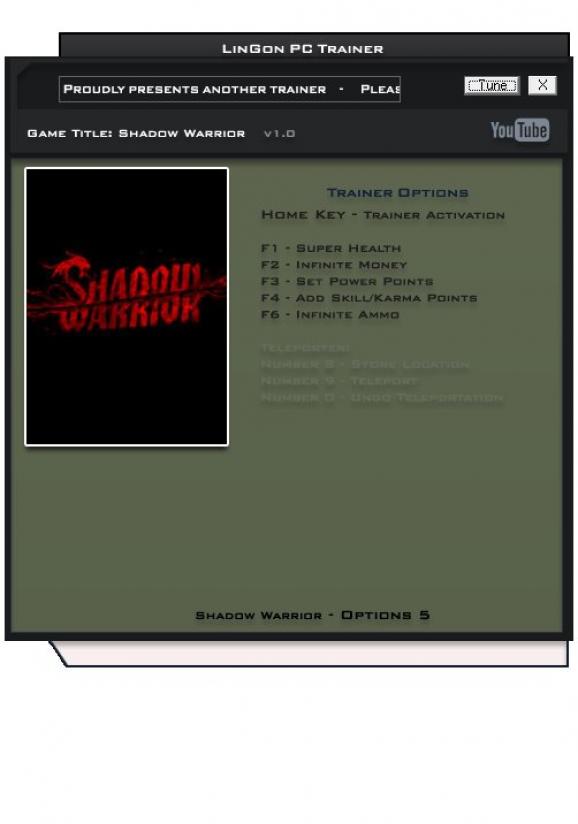 Shadow Warrior +5 Trainer for 1.0 screenshot