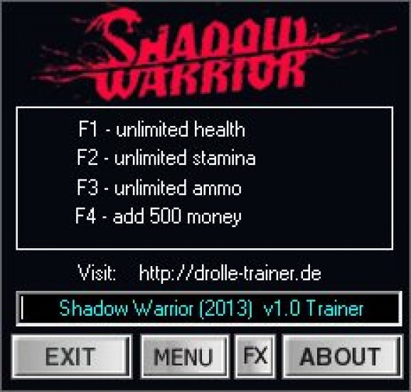 Shadow Warrior +4 Trainer for 1.0 screenshot