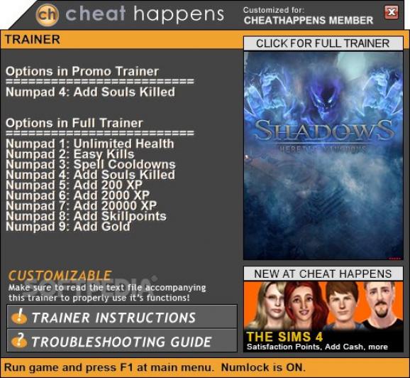 Shadows: Heretic Kingdoms +1 Trainer screenshot